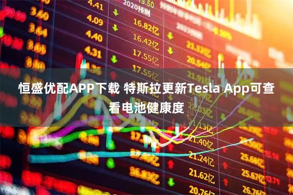 恒盛优配APP下载 特斯拉更新Tesla App可查看电池健康度